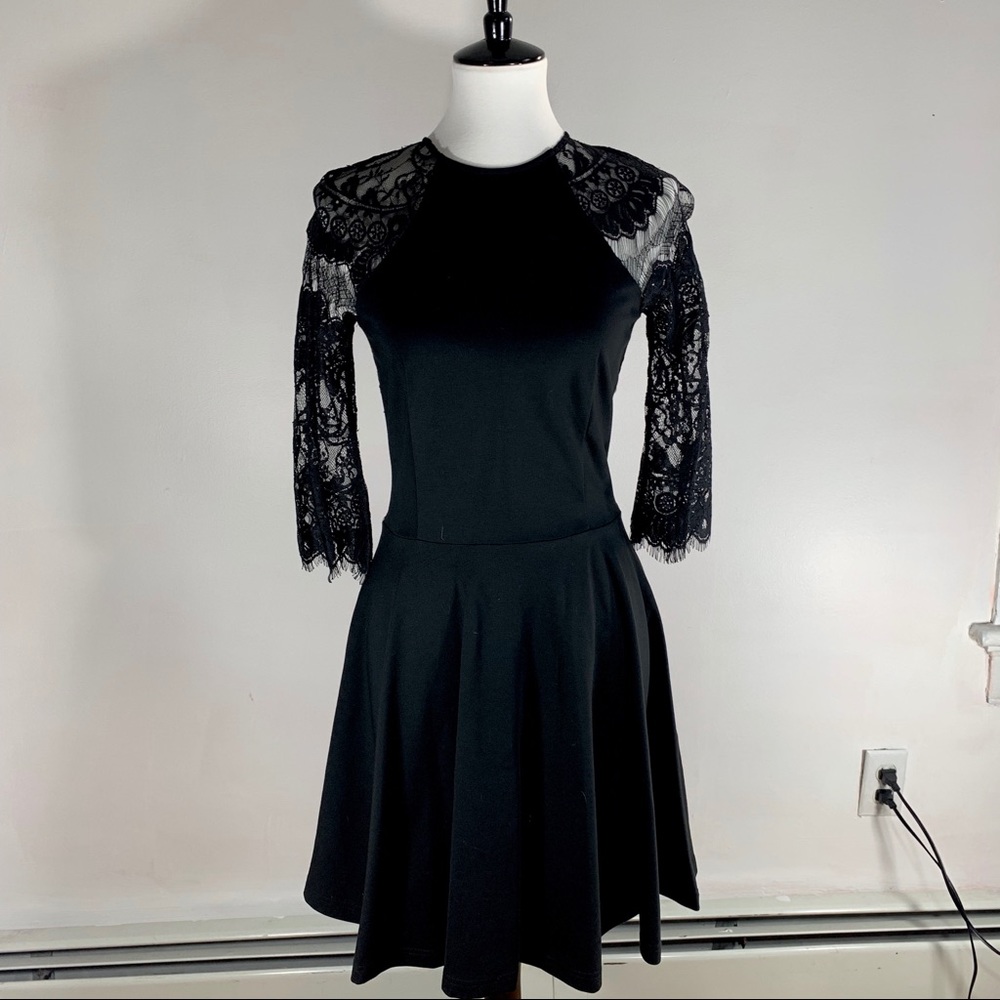 Black Lace A-Line Skater Mini Dress